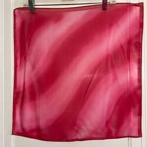 Vtg bright pink & light pink diagonal striped chiffon polyester square scarf